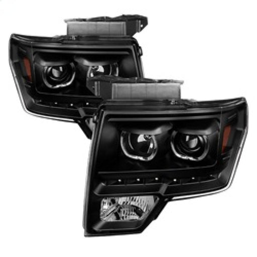 Xtune Ford F150 09-14 Projector Headlights Halogen Model Only LED Halo Black PRO-JH-FF15009-CFB-BKSPYDER