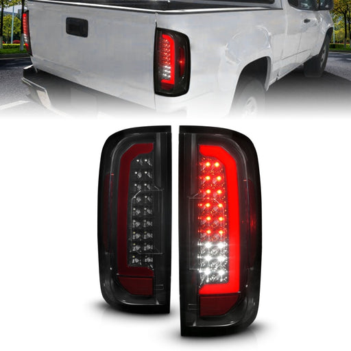 ANZO 15-21 GMC Canyon Full LED Tail Lights w/ Red Lightbar Black Housing Smoke LensANZO