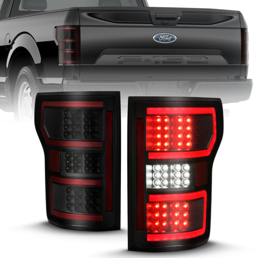 ANZO 18-19 Ford F-150 LED Taillight Black Housing Clear Lens Red Light Bar W/SequentialANZO