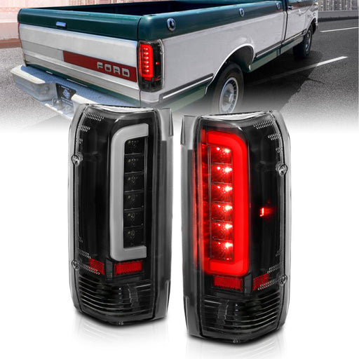 ANZO 1987-1996 Ford F-150 LED Taillights Black Housing Clear Lens (Pair)ANZO