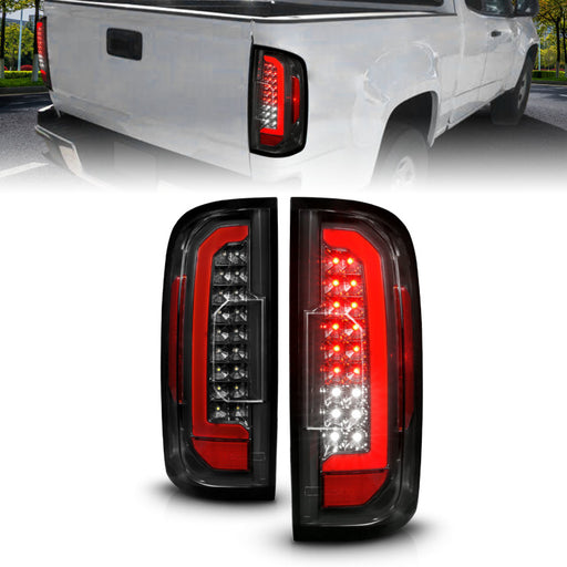 ANZO 15-21 GMC Canyon Full LED Taillights w/ Red Lightbar Black Housing/Clear LensANZO
