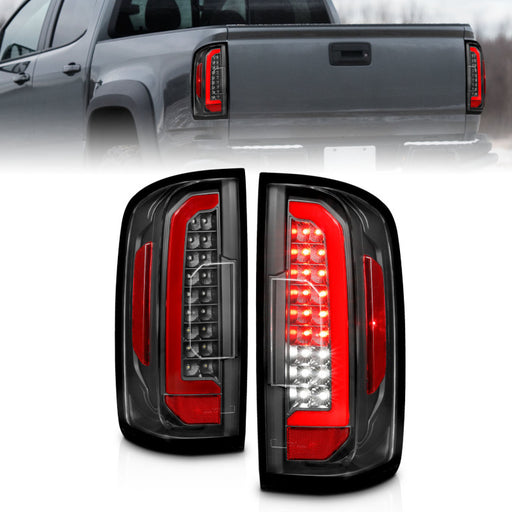 ANZO 15-21 Chevrolet Colorado Full LED Tail Lights w/ Red Lightbar Black Housing Clear LensANZO