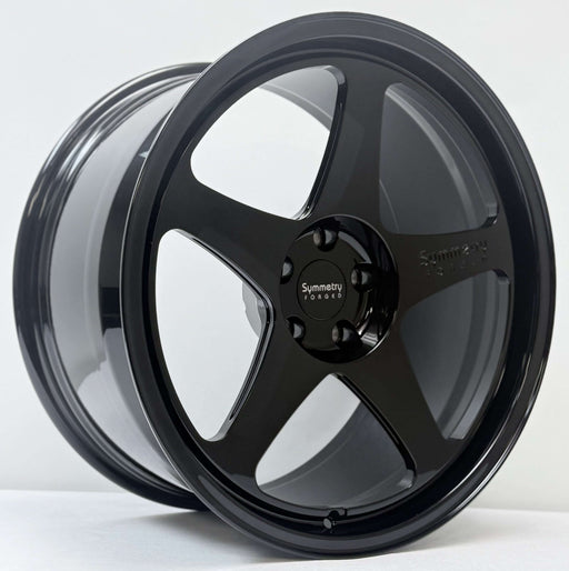 Symmetry Forged Wheels - SF-09 - Gloss Black showcasing a stylish 5-spoke design with a sleek finish.