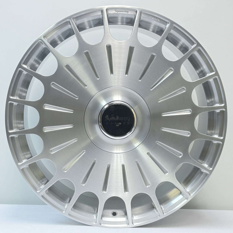 Symmetry Forged Wheels - SF-05 - Brushed Clear showcasing a full forged, brushed finish design for upscale vehicles.