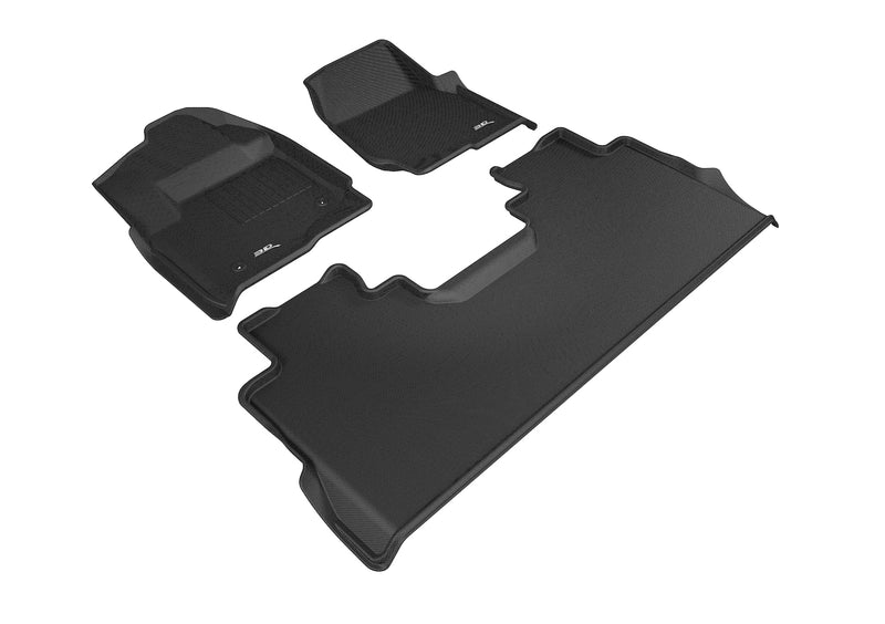 3D MAXpider Floor Mat For FORD F-250 / 350 / 450 CREW CAB 2017-2024 BENCH SEATS, KAGU BLACK R1 R2 (W/UNDER SEAT STORAGE)3D MAXpider