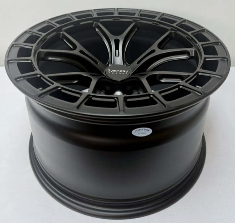 Symmetry Forged Wheels - SF-12 - Black Satin alloy wheel showcasing full forged construction and sleek design.
