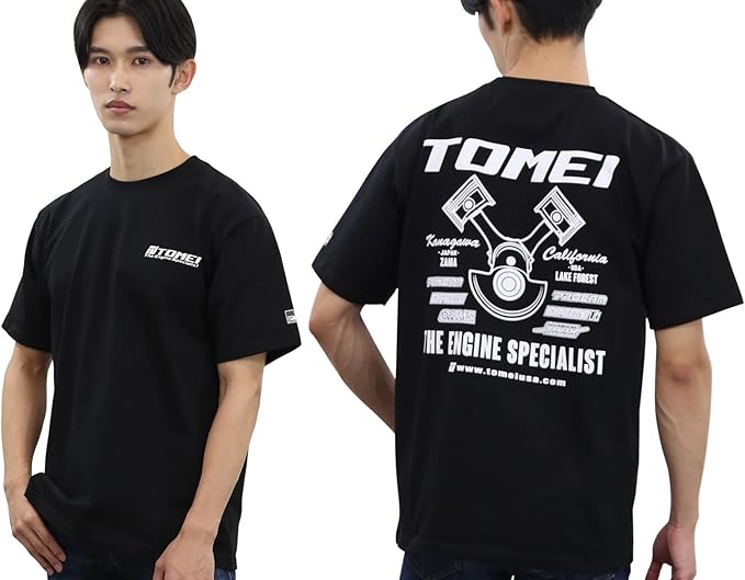 Tomei 2024 Black Heavyweight Cotton T-Shirt – “The Engine Specialist” Automotive Graphic Tee