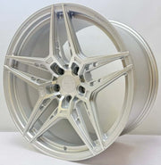 Symmetry Forged Wheels - SF-02 - Silver Machine Satin Lacquer showcasing a modern 5-spoke design.