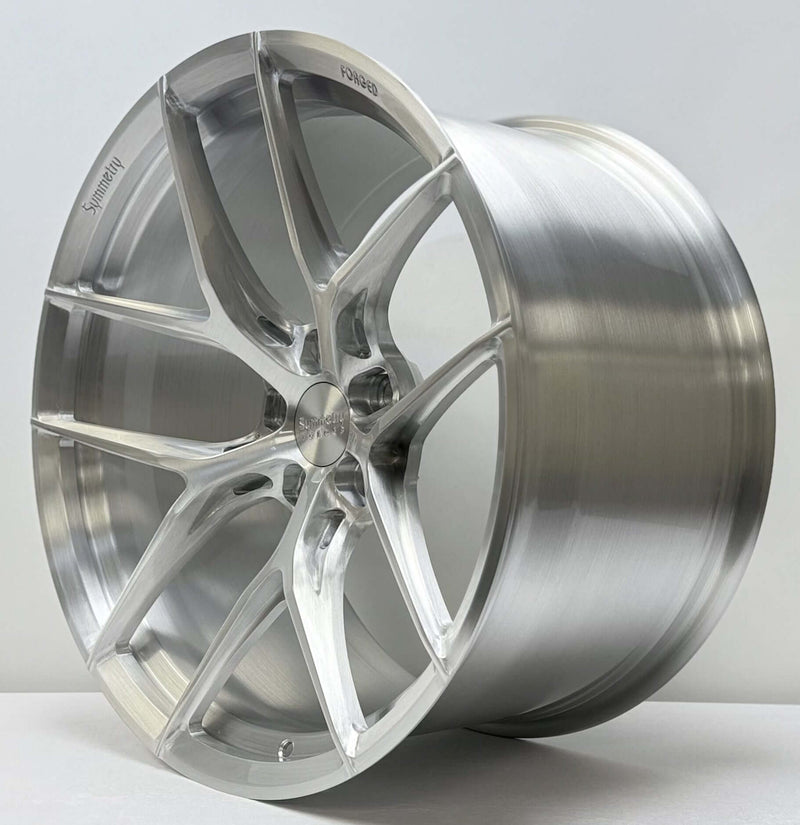 Symmetry Forged Wheels - SF-07- Brushed Clear showcasing a full forged construction with a brushed clear finish.