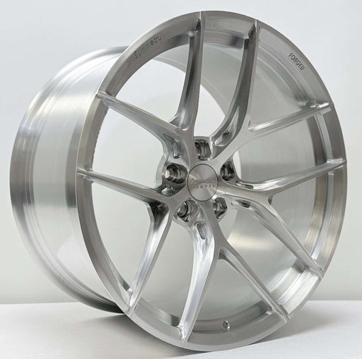 Symmetry Forged Wheels - SF-07- Brushed Clear showcasing a stylish 5-spoke design and brushed finish.
