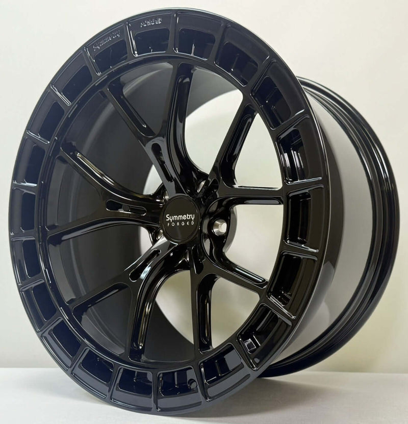 Symmetry Forged Wheels - SF-12 - Gloss Black wheel showcasing full forged construction and sleek gloss finish.