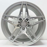Symmetry Forged Wheels - SF-02 - Silver Machine Satin Lacquer with intricate design and polished finish.
