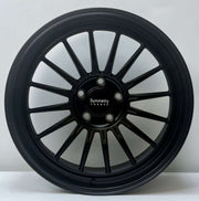Symmetry Forged Wheels - SF-11 - Black Satin Lacquer close-up showcasing intricate spokes and smooth finish.