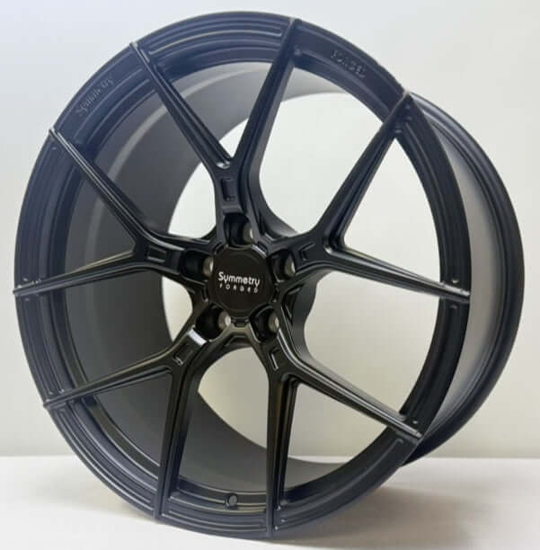 Symmetry Forged Wheels - SF-06 - Black Satin showcasing the sleek design and craftsmanship of the forged wheel.