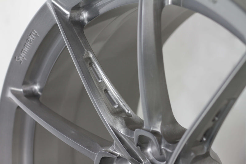 Symmetry Forged Wheels - SF-08LK - Brushed Gunmetal Tint close-up showcasing durable forged construction and detailed design.