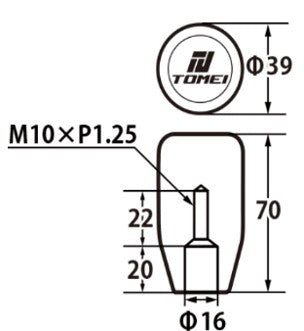 Tomei Duracon Shift Knob Type S 70mm/Thread Size M10-P1.25