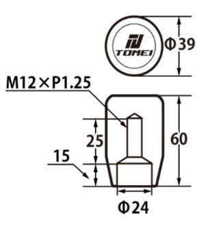Tomei Duracon Shift Knob Type SS 60mm/Thread Size M12-P1.25