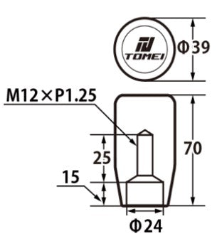 Tomei Duracon Shift Knob Type S 70mm/Thread Size M12-P1.25