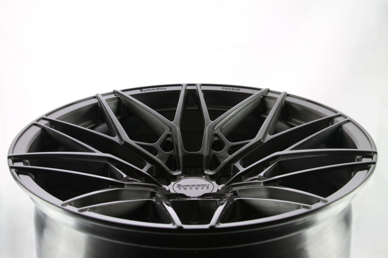 Symmetry Forged Wheels - SF-01- Brushed Tinted close-up view showcasing the intricate design and finish.