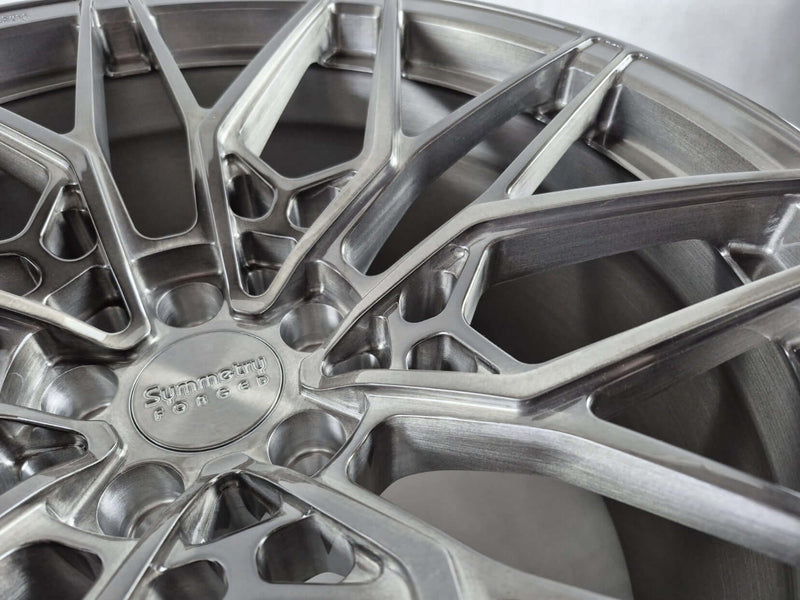 Symmetry Forged Wheels - SF-01- Brushed Tinted close-up showing detailed forged construction and finish.