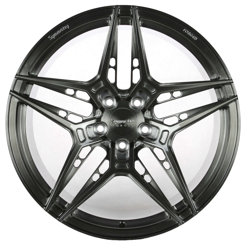 Symmetry Forged Wheels - SF-02 - Black Machine Dark Tint showcasing intricate design and premium finish.