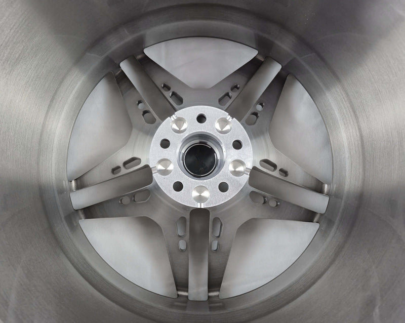 Symmetry Forged Wheels - SF-02 - Black Machine Dark Tint viewed from the inside, showcasing intricate design and construction.