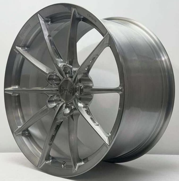 Symmetry Forged Wheels - SF-08LK - Brushed Gunmetal Tint, showcasing a full forged construction and sleek design.