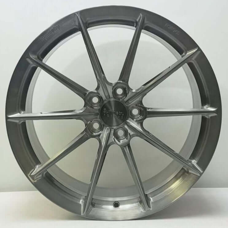 Symmetry Forged Wheels - SF-08LK - Brushed Gunmetal Tint wheel design with a sleek 10-spoke style and polished finish.