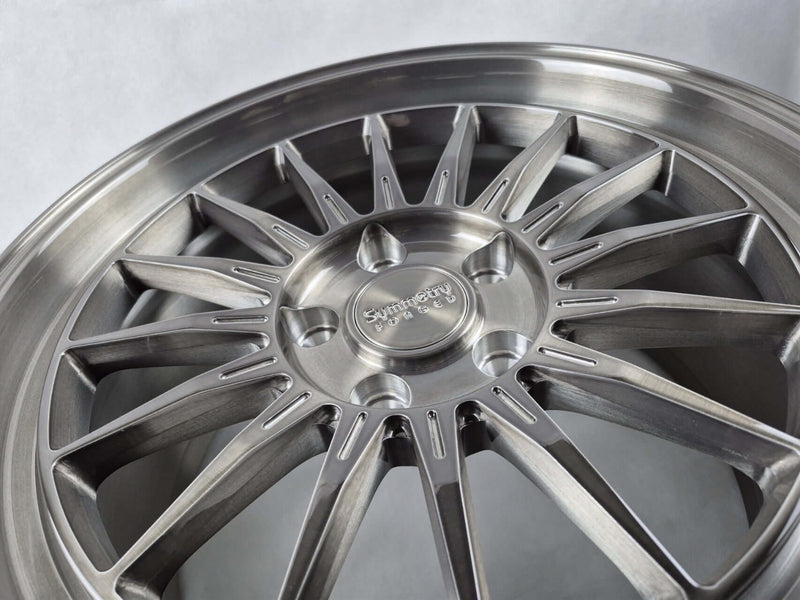 Symmetry Forged Wheels - SF-11 - Black Machine Dark Tint close-up showing detailed design and finish.