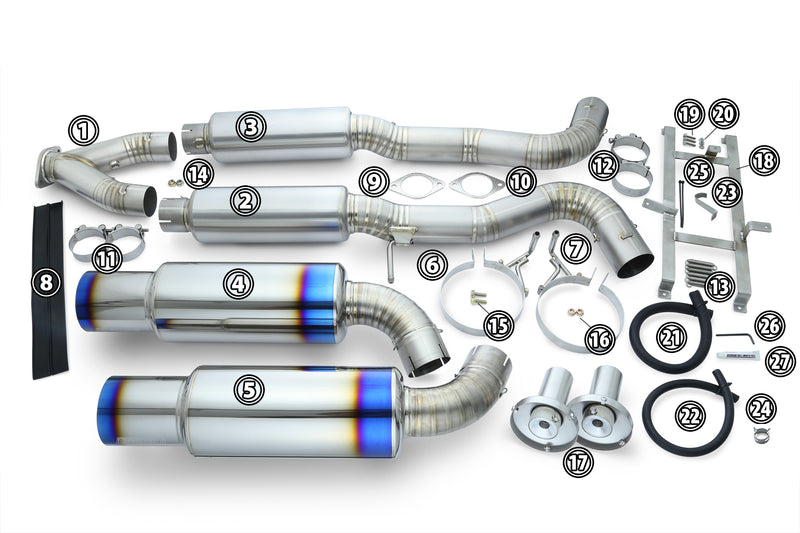 400Z RZ34 / Tomei Ti Muffler Kit Repair Parts / Type-D Dual Exit / TB6090-NS21D