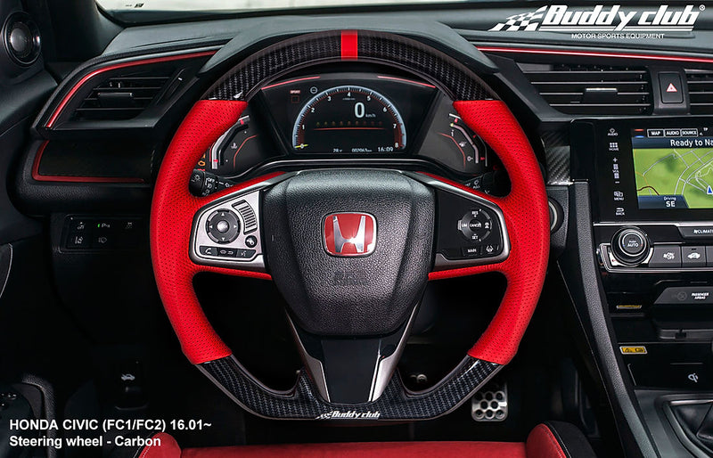 Buddy Club Sport Steering Wheel Carbon for 2016+ Honda Civic/Type R Time Attack