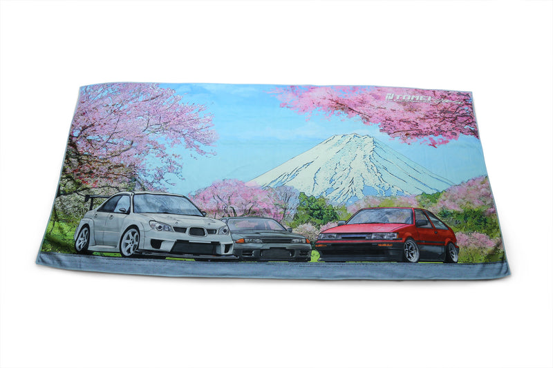 Tomei USA Microfiber Beach Towel GDB/BNR32/AE86 Cherry Blossom Mt. Fuji