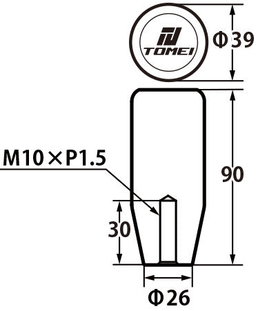Tomei Duracon Shift Knob Type L 90mm/Thread Size M10-P1.50 - Boot Retainer Type