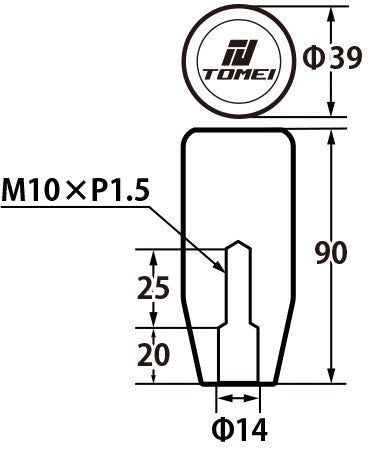 Tomei Duracon Shift Knob Type L 90mm/Thread Size M10-P1.50