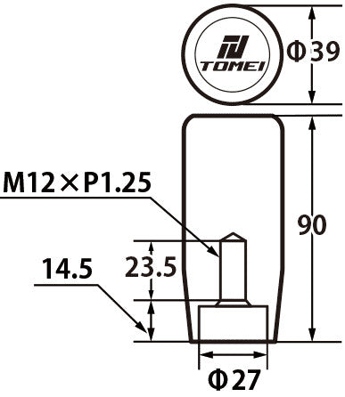 Tomei Duracon Shift Knob Type L 90mm/Thread Size M12-P1.25 - Rev-Lock Type A