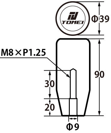 Tomei Duracon Shift Knob Type L 90mm/Thread Size M8-P1.25