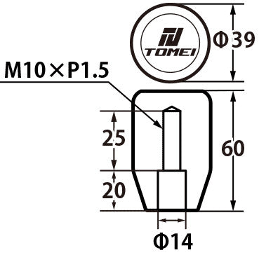 Tomei Duracon Shift Knob Type SS 60mm/Thread Size M10-P1.50