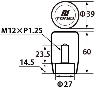 Tomei Duracon Shift Knob Type SS 60mm/Thread Size M12-P1.25 - Rev-Lock Type A