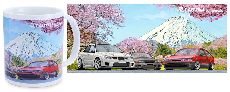 Tomei x Osamu Aida Ceramic Coffee Mug DGB/BNR32/AE86 Cherry Blossom Mt. Juji
