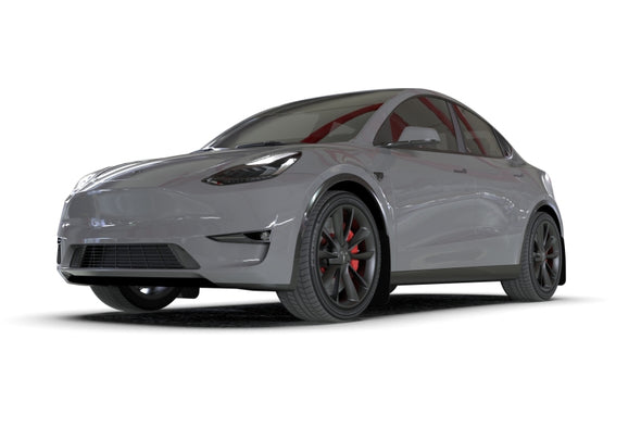 Rally Armor 20-22 Tesla Model Y Black Mud Flap - Metallic Black Logo