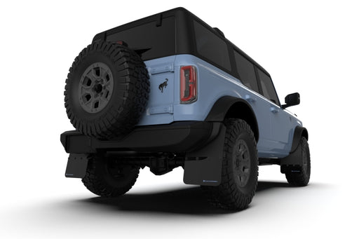 Rally Armor 21-22 Ford Bronco (Plstc Bmpr + RB - NO Rptr/Sprt) Blk Mud Flap w/Met. Blk LogoRally Armor
