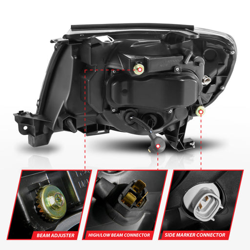 ANZO 05-11 Toyota Tacoma Projector Headlights w/Light Bar Switchback Black HousingANZO