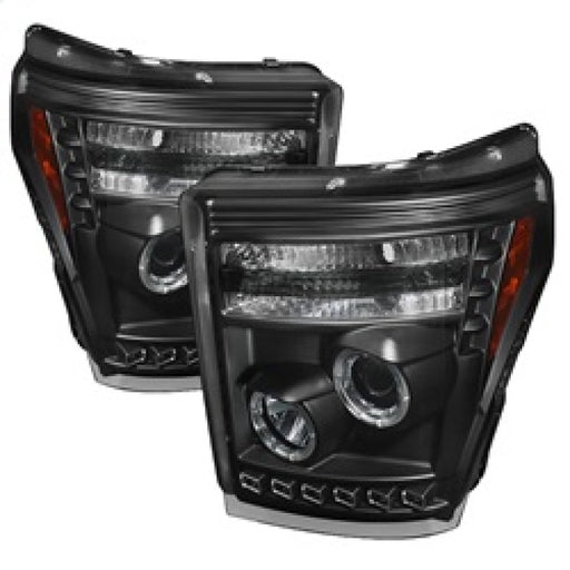 Spyder Ford Super Duty 11-15 Projector Headlights LEDHalo DRL Blk High H1 Low 9006 PRO-YD-FS11-HL-BKSPYDER