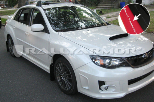 Rally Armor 11-14 Subaru WRX/STI (Sedan Only) Red UR Mud Flap w/ White LogoRally Armor