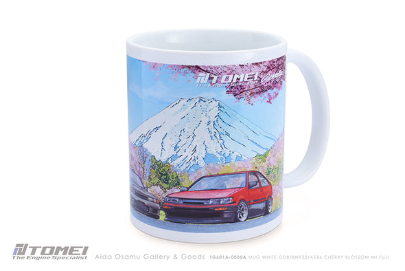 Tomei x Osamu Aida Ceramic Coffee Mug DGB/BNR32/AE86 Cherry Blossom Mt. Juji