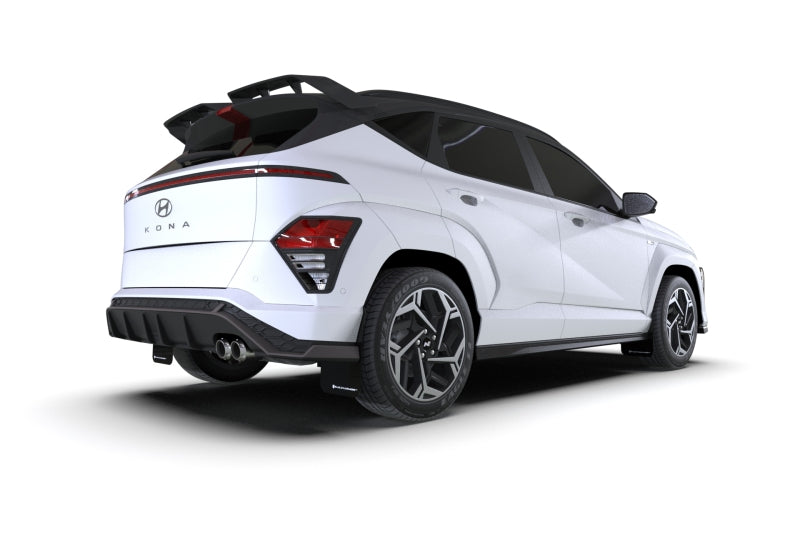Rally Armor 2024 Hyundai Kona N Line Black UR Mud Flap - White LogoRally Armor