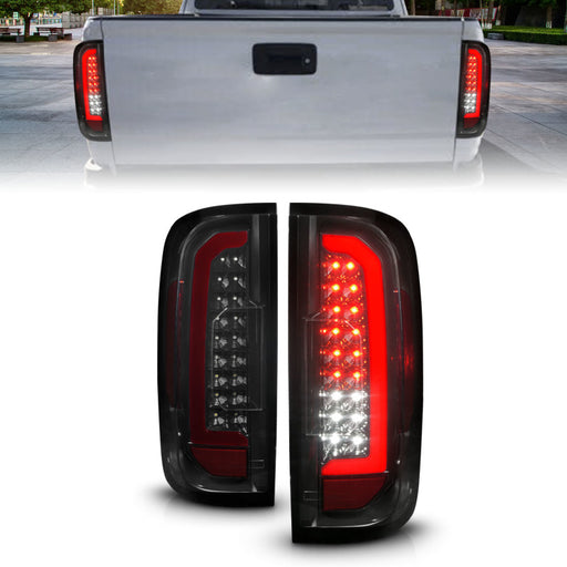 ANZO 15-21 Chevrolet Colorado Full LED Tail Lights w/ Red Lightbar Black Housing Smoke LensANZO