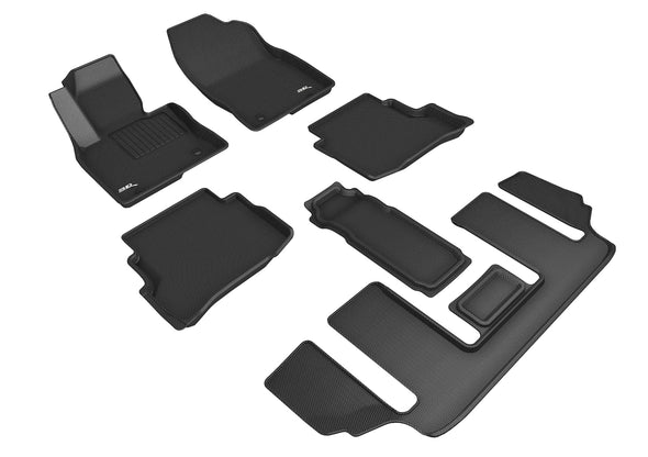 3D Floor Mat For MAZDA CX-9 6-SEAT W/O R2 CONSOLE 2020-2022 KAGU BLACK R1 R2 R3