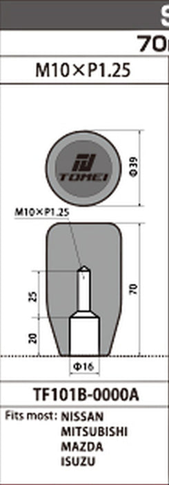 Tomei Duracon Shift Knob For Nissan Mazda Mitsubishi Length 70mm M10 x P1.25Tomei USA