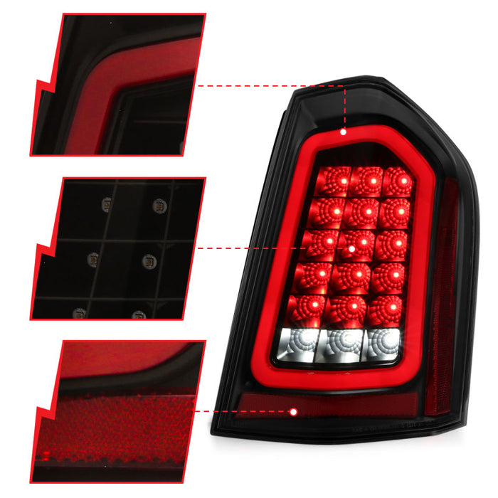 ANZO 11-14 Chrysler 300 LED Taillights Black w/ SequentialANZO